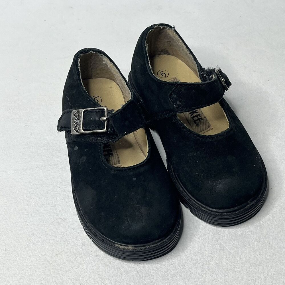 Cherokee Black Suede Mary Janes Shoes  Little Girls Size 6